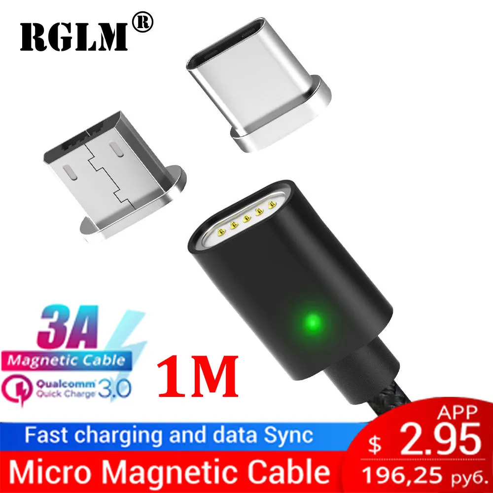 RGLM магнитное зарядное устройство Micro USB кабель для Xiaomi Huawei Android мобильный телефон
