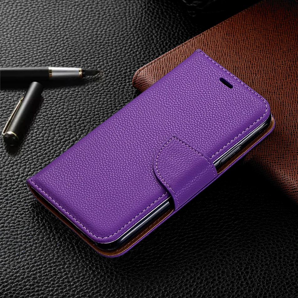 Для Xiaomi A2 Lite задняя крышка сплошной цвет личи шаблон бумажник флип чехол для Redmi Note 7 Redmi 6 6A Redmi 7 сумки для мобильных телефонов