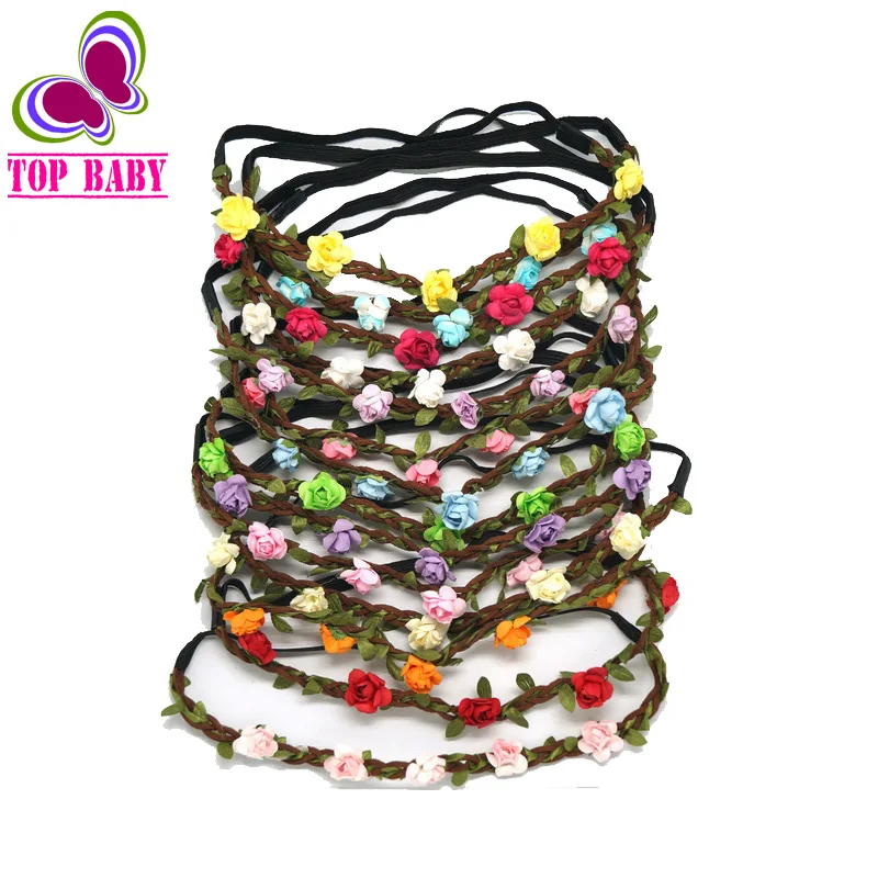 14 шт./лот модная Женская эластичная повязка на голову в богемном стиле с цветами