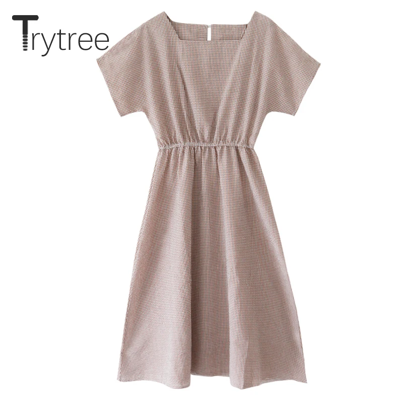 Trytree/2019 весенне-летнее платье женское Повседневное с квадратным воротником из