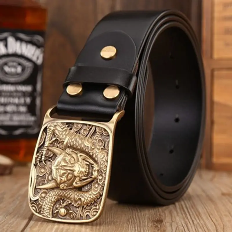 Мужской ремешок из натуральной кожи с драконом в стиле ретро|genuine leather belt|leather beltbelt