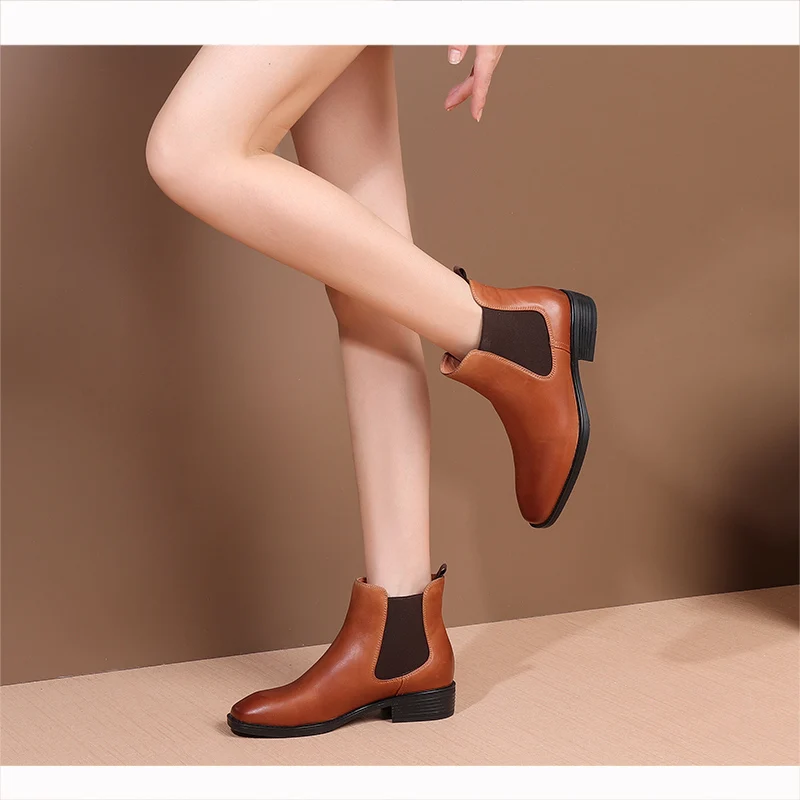 MYCOLEN 2018 Autumn Genuine Leather Boots Women Designer Handmade Low Heels Casual Ankle Shoes Woman Stivaletti Donna | Обувь