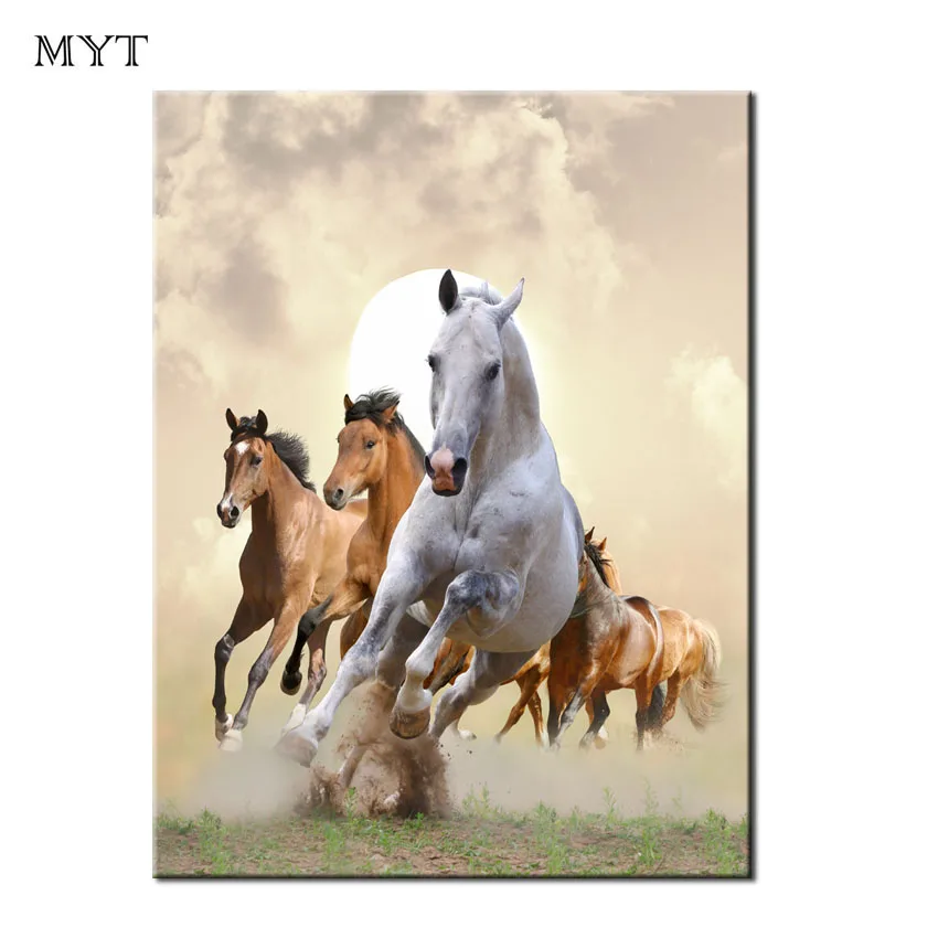 Бескаркасные modren животные horsesHD спрей печатная картина маслом домашний декор на