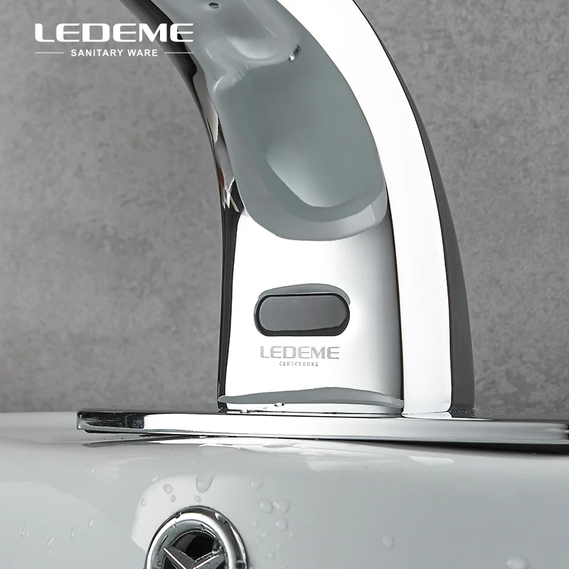 LEDEME Автоматический Инфракрасный смеситель для раковины с базовой пластиной