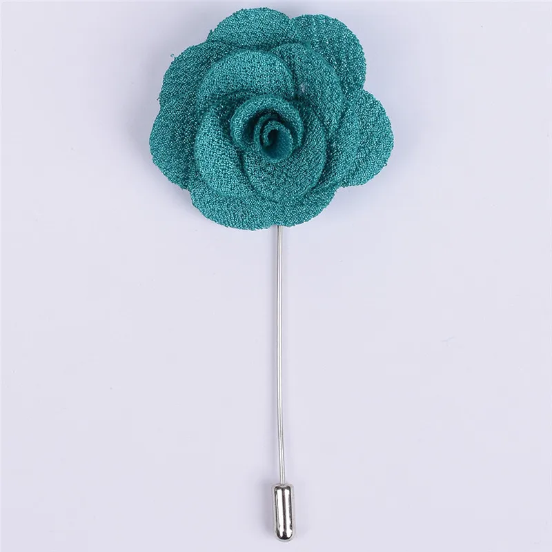 peacock blue Горячая Стиль друга жениха, жених бутоньерка шелк атласная роза яркого цвета Для мужчин Свадебная вечеринка для выпускного вечера человек костюм корсаж брошь на булавке XH011-J - Цвет: peacock blue