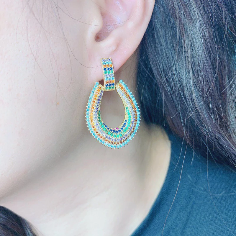 

Be8 2019 Charms Trendy Women Drop Earrings AAA Cubic Zircon Earring for Women Wedding Party Accessories boucle d'oreille E864