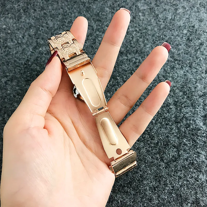 Новые роскошные женские кварцевые часы для девочек Полный Нержавеющая сталь