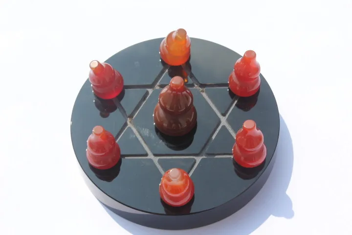 

Natural Agate gourd CRYSTAL Seven star array HEALING+obsidian standing