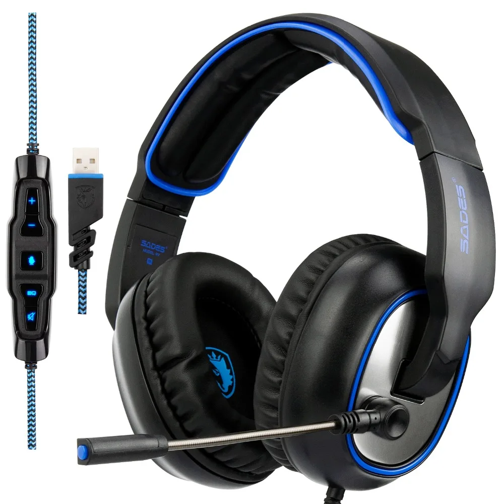SADES R7 виртуальный канал 7 1 Surround Sound Gaming Headset USB проводной над наушники с микрофоном