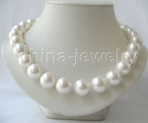 Бесплатная доставка&gt Красивая 18 &quot16 мм идеально круглый белый ожерелье из
