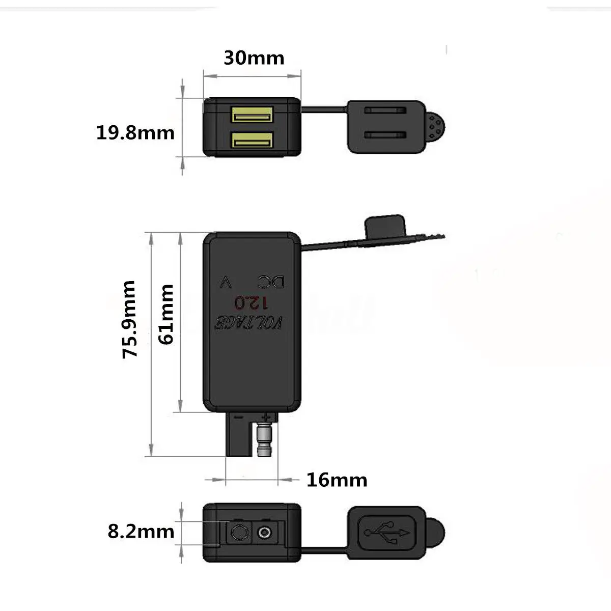 Зарядное устройство для мотоцикла с двумя разъемами 3 1 а Usb 12 В 24 В|voltmeter socket|motorcycle
