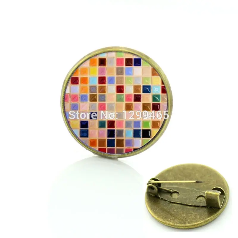 Броши в виде мозаичной плитки Независимый Оригинальный дизайн цвет Модный
