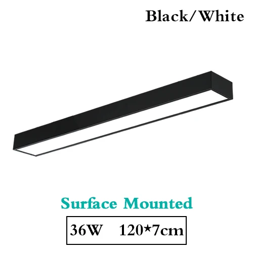 120x7cm 36W Surface Современный светодиодный потолочный светильник, прямоугольное офисное Дистанционное крепление для спальни, панель управления для гостиной, 110 В, 220 В - Цвет корпуса: 120x7cm 36W Surface