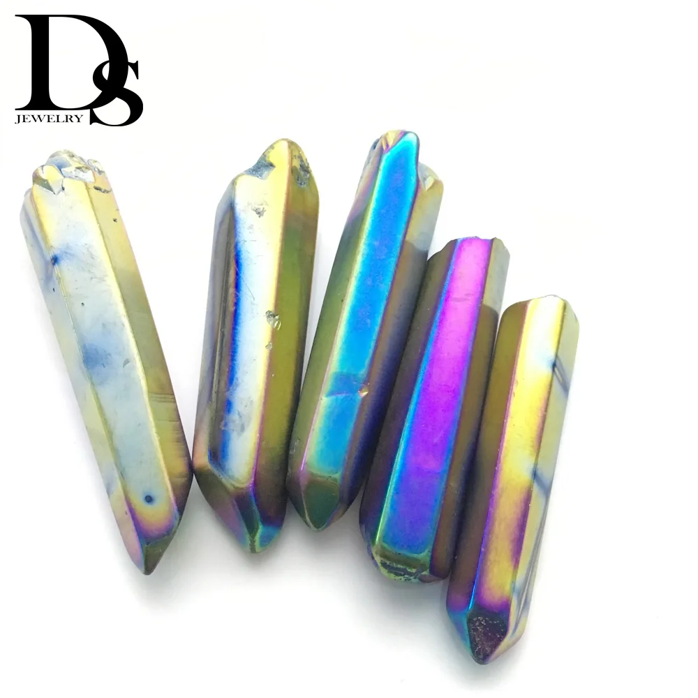 5 шт. титановый кварцевый кристалл Angel Aura точки палочки с гальваническим