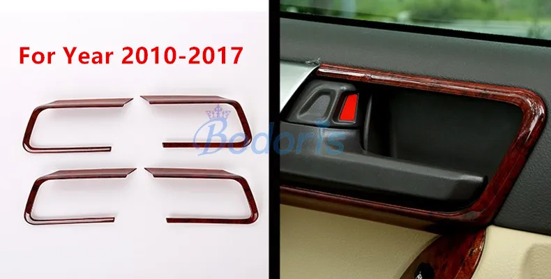Year 2010-2017 Для Toyota Land Cruiser 150 Prado LC150 FJ150 2010- внутренняя деревянная дверная ручка крышка чаши отделка хромированный аксессуар для автомобиля - Название цвета: Year 2010-2017