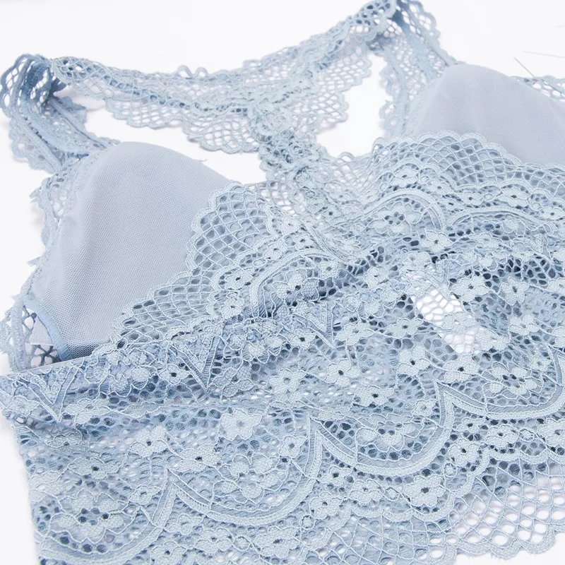 Long Section No Rims Gray Underwear Ladies Front Multi-Breasted Lace Beauty Back Thin Bra