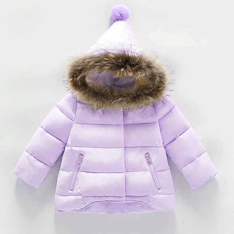 Purple НОВЫЕ куртки для маленьких девочек детская одежда г. Осенне-зимние пальто для девочек, пуховики пальто для маленьких мальчиков детская теплая верхняя одежда с капюшоном - Цвет: Purple