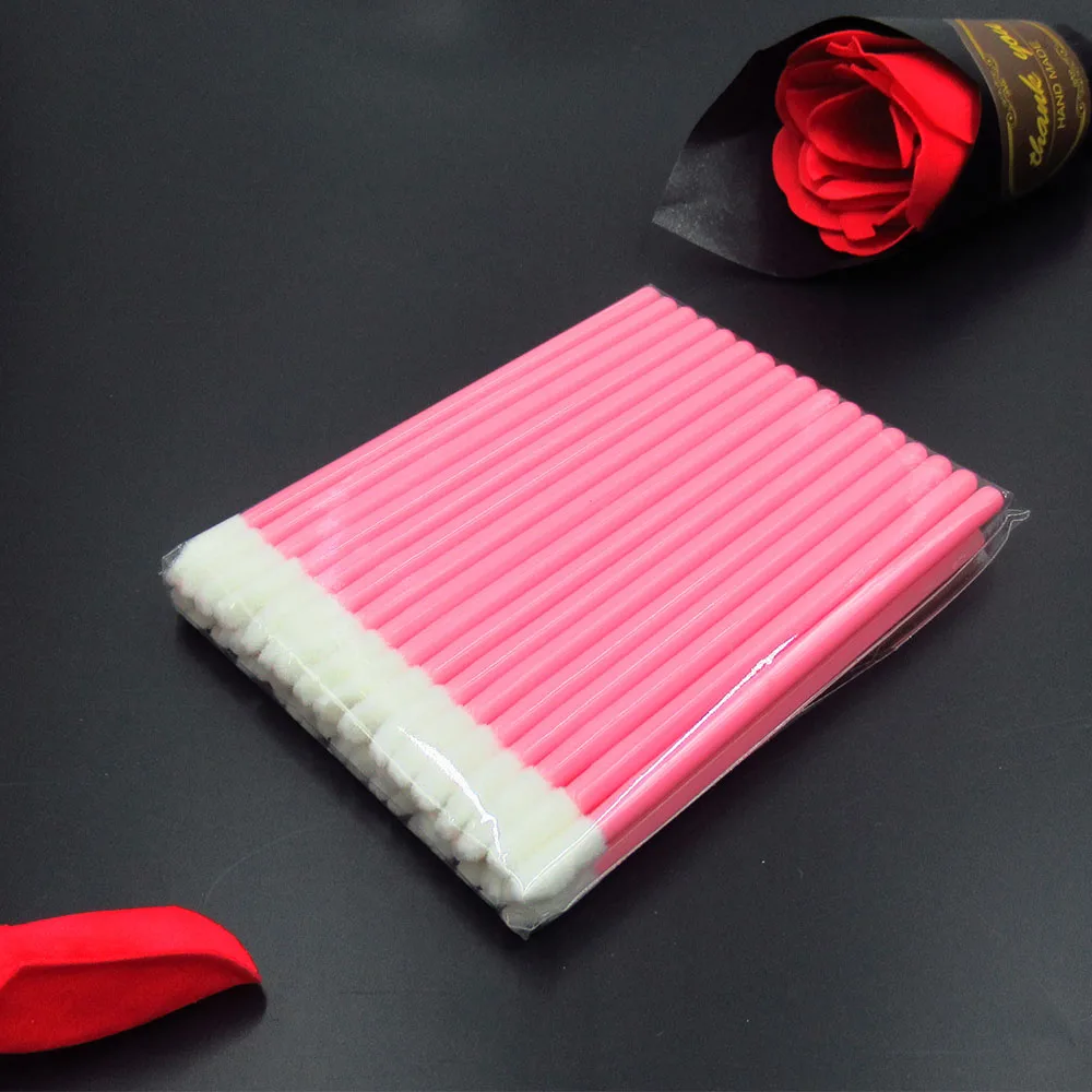 Pink 50 шт. набор кисточек для макияжа ватные палочки для туши палочки для губ кисть для чистки ресниц одноразовые кисти для макияжа аппликаторы - Handle Color: Pink