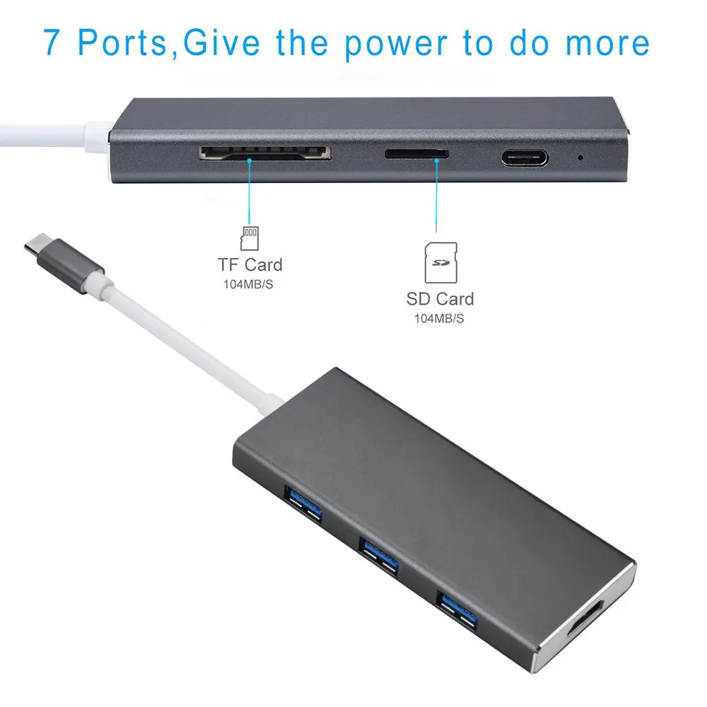 CARPRIE зарядное устройство и usb-разветвитель USB C концентратор type-C адаптер 7 в 1 USB-C док-станция с 4 K HDMI выход зарядка PD USB type C концентратор 3,0 7 порт#4 2