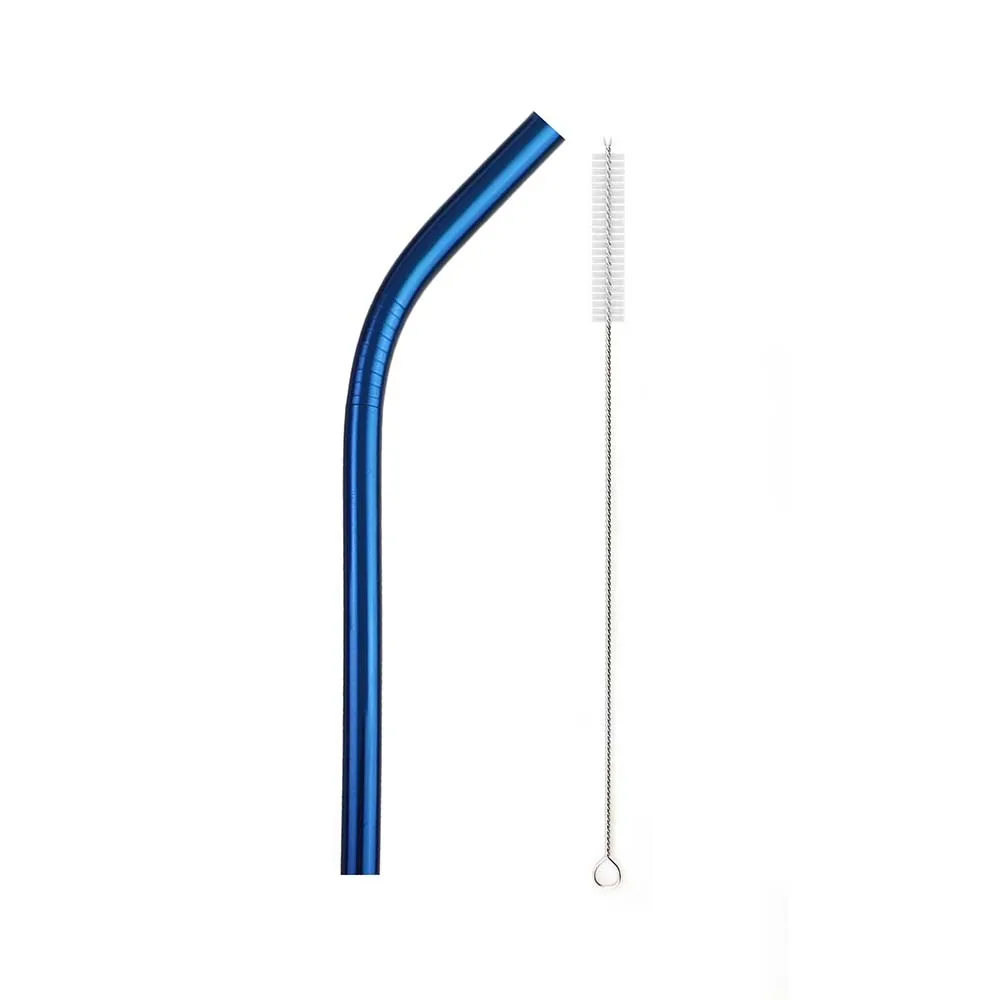 Bent Blue JANKNG 12 мм Экстра широкие соломинки 10 цветов пузырьковый чай многоразовые трубочки 304 нержавеющая сталь молочный коктейль питьевой розовый зеленый набор соломинок - Цвет: Bent Blue