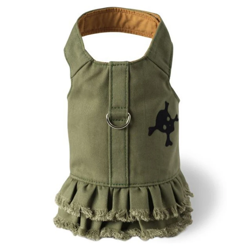 Джинсовое платье для домашних животных джинсы милый армейский зеленый ремень