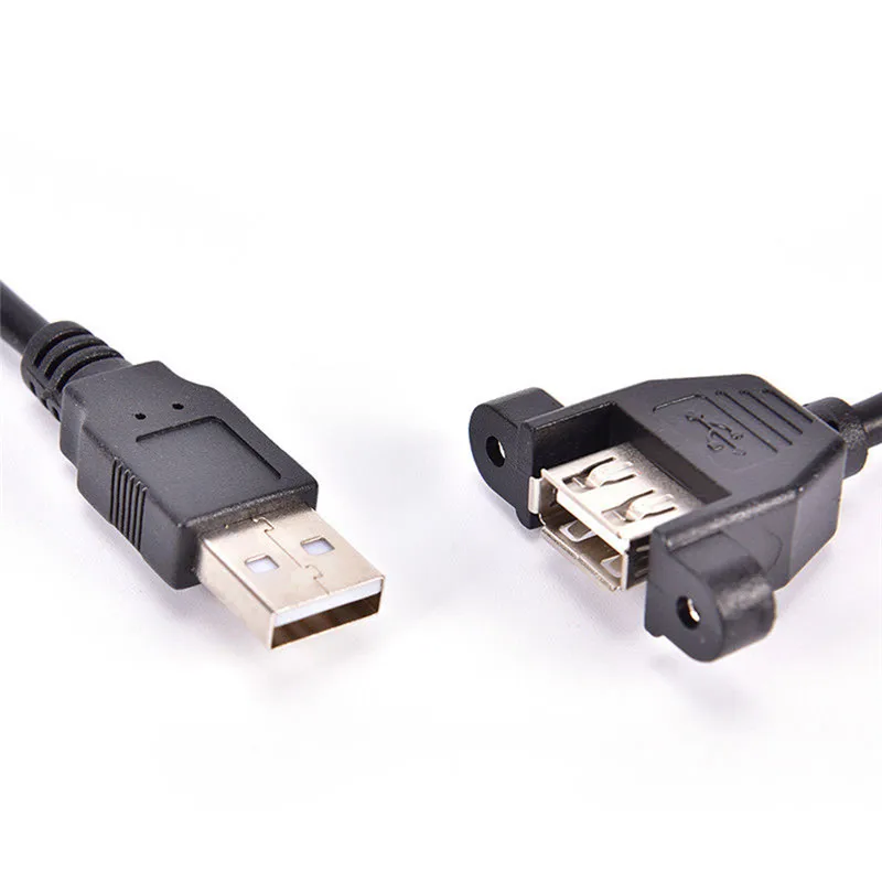 60 см USB 2 0 A папа к гнезду Панель Крепление Винт Замок удлинитель Кабель Шасси