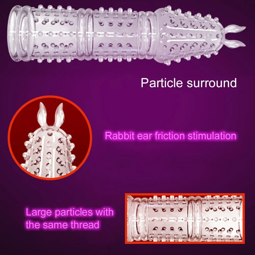 Silicone Condoms crystal Big Particle 3D Dotted Vibrating Enlargement Penis stimulate G-Spot Reusable Sleeve | Красота и здоровье