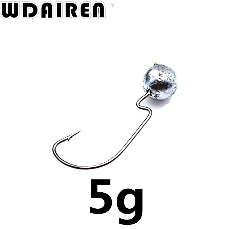 WDAIREN 5 шт./лот кренк джиг голова крюк 3,5 г 5 г 7 г свинцовый крючок для рыбалки джиг приманка жесткие приманки мягкий червь рыболовные снасти аксессуары - Цвет: 5g