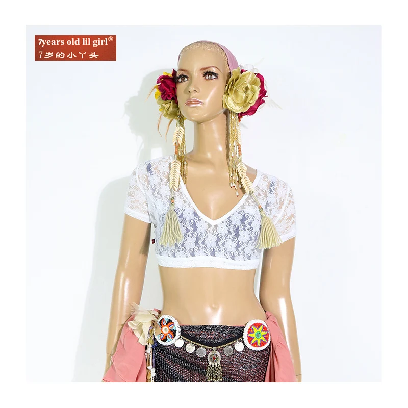 Кружевной топ для танца живота Ats Племенной чоли короткий рукав Для женщин костюм