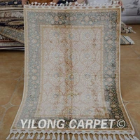 yilong 3 5x5 oriental silk carpet beige exquisite small handmade turkish silk rug 1760