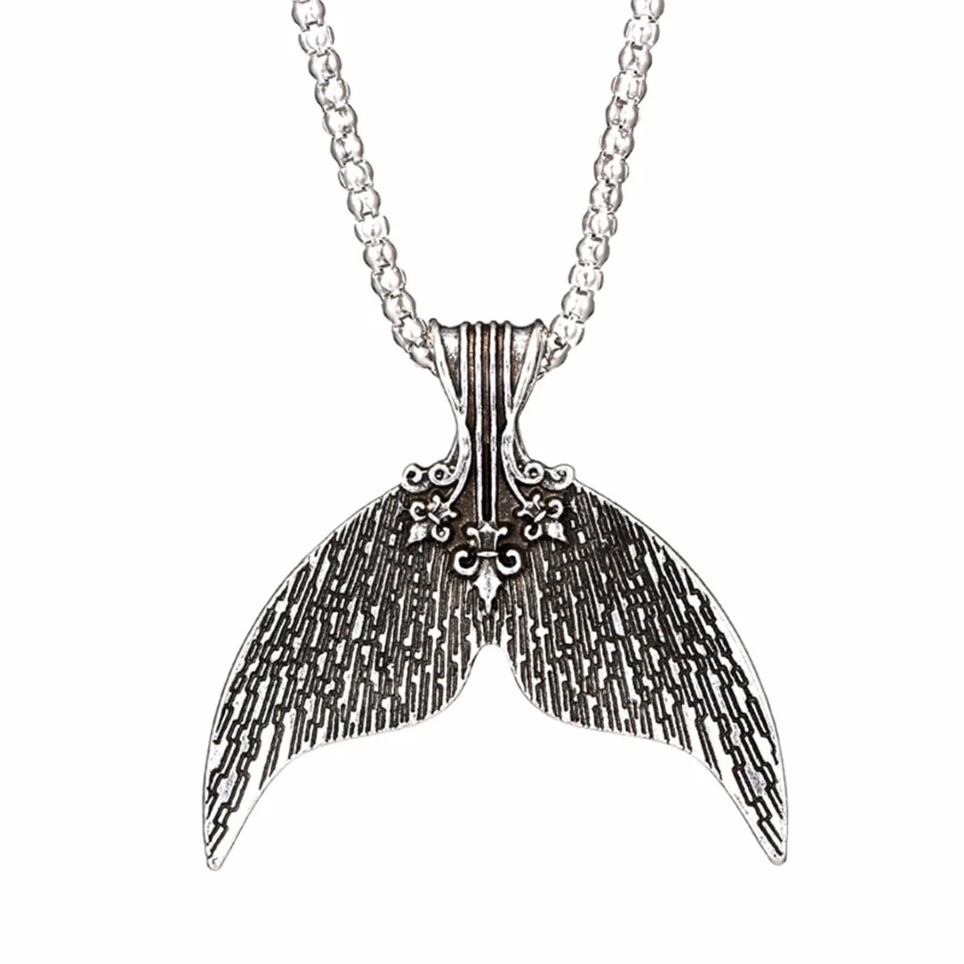 

Vintage Bohemian Ethnic Mermaid Tail Pendant Necklace Stylish Long Sweater Sliver Chain Punk Jewelry Party Chic Gifts For Women