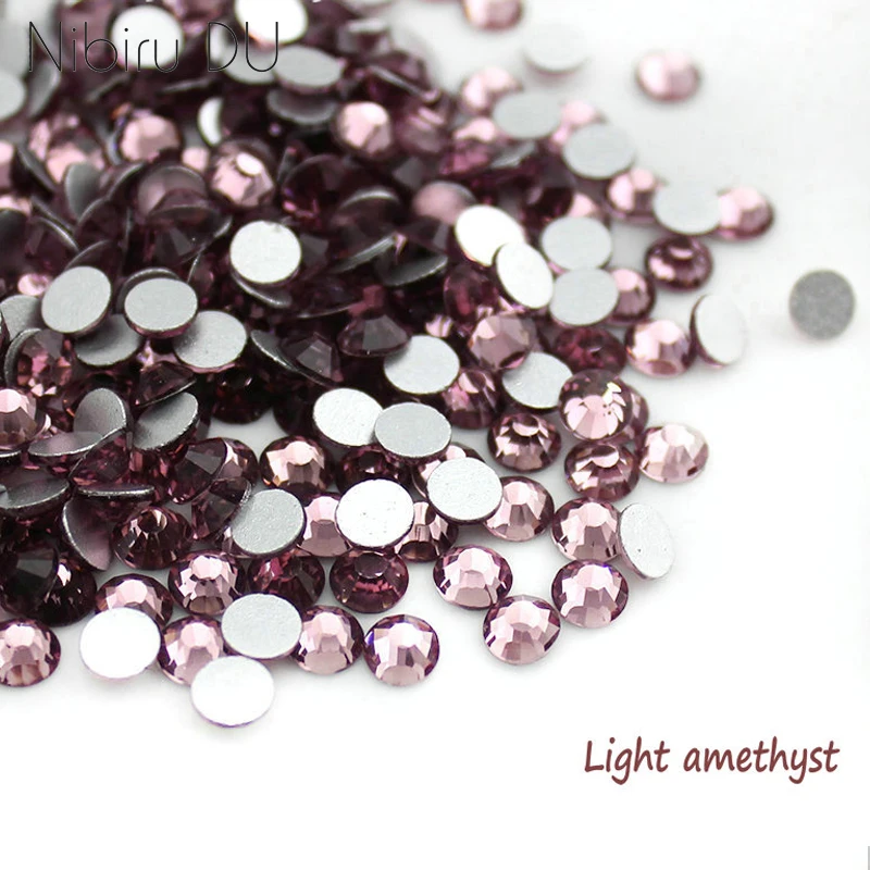 Супер Блестящий SS3-SS34 светящийся аметист блестящий без горячей фиксации Цветной