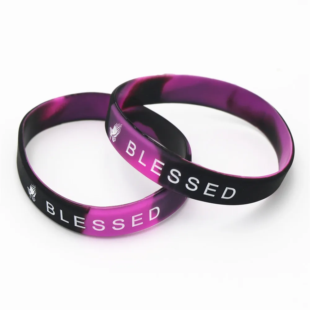 1 шт. новые музыкальные благословил Wristband Силикона леггинсы, спортивные штаны, спортивные микс Цвет Браслеты браслеты Для женщин человек вера верить подарки украшения SH155