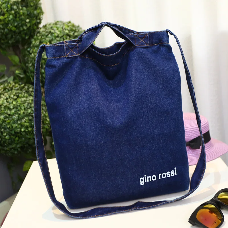 Хлопковая джинсовая тканевая Экологически чистая Сумка тоут для покупок YILE