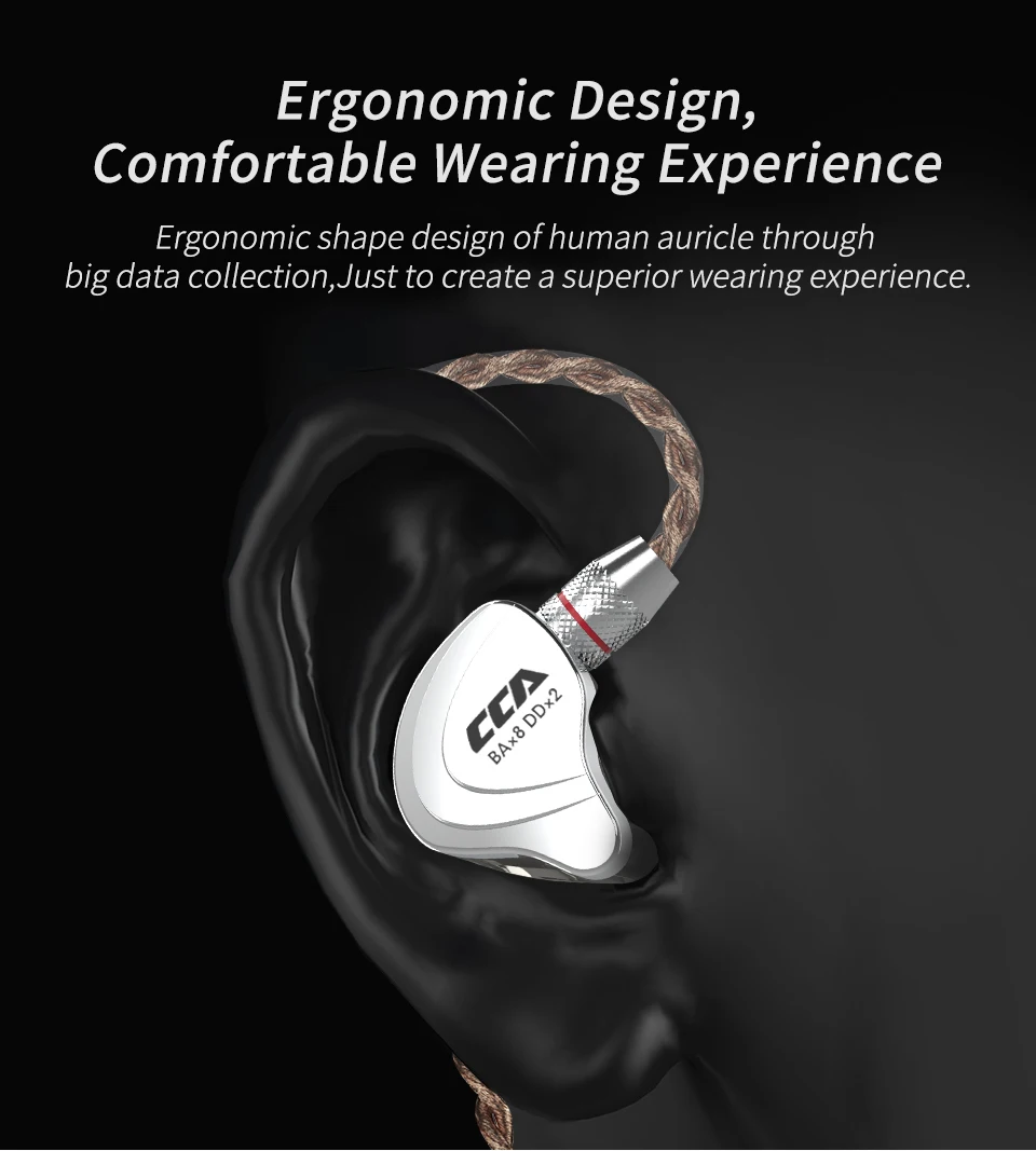 CCA C10 4BA+ 1DD гибридные наушники-вкладыши HIFI DJ Monito, спортивные наушники для бега, 5 приводных устройств, гарнитура, наушники с шумоподавлением