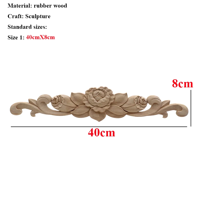 40cmX8cm VZLX деревянные наклейки с резьбой угловая рама двери мебель резьба по дереву декоративные деревянные фигурки ремесло длинная аппликация украшения - Цвет: 40cmX8cm