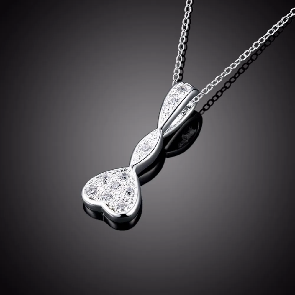 Мода женская свадебная медь Циркон с серебряным покрытием Сердце ожерелье Water Drop