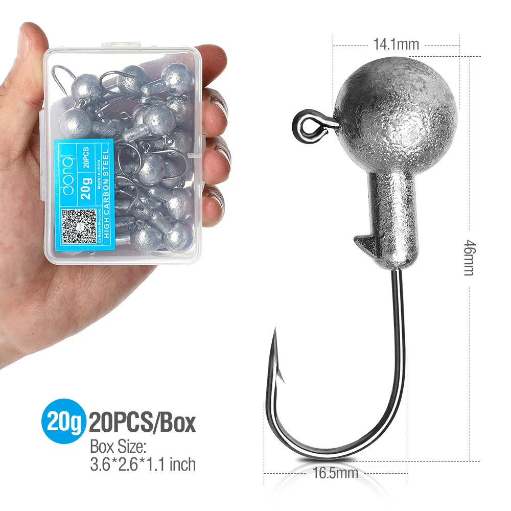 DONQL 20 шт./компл. Lead Jig Head рыболовный крючок для Мягкая приманка в виде червей Воблер рыболовный крючок 1g-20 г колючая Одиночная карп рыболовные крючки Снасть