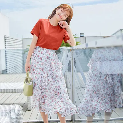 Orange red SEMIR футболка Женская Новинка хлопковые футболки женские s vogue винтажные футболки хлопковые Женские топы с круглым вырезом и коротким рукавом - Цвет: Orange red