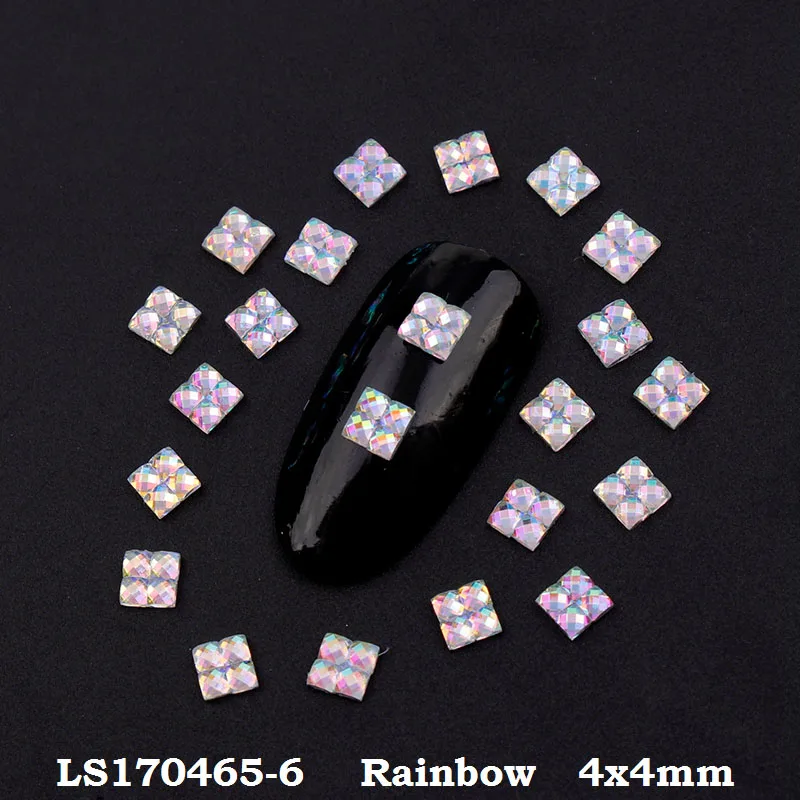 1000 шт. смешанный AB Цвет 4 мм смола квадратный дизайн ногтей Смола Rhineston DIY украшения для ногтей свадебное платье украшения - Цвет: Rainbow