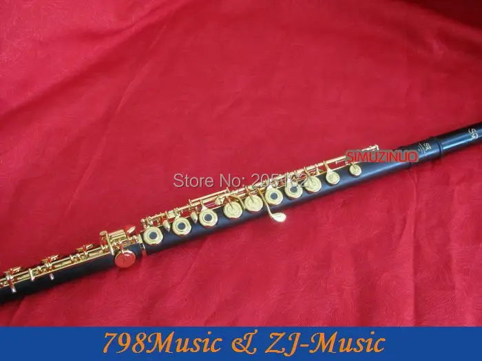 

Gold Plated L African Blackwood Grenadilla Flute-B foot-Open Hole-Split-E-Inline-G-American Headjoint-NO.6