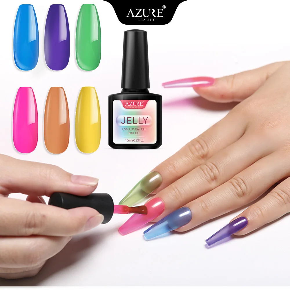Лазурная красота желе стеклянные конфеты Гель лак для ногтей полупрозрачный
