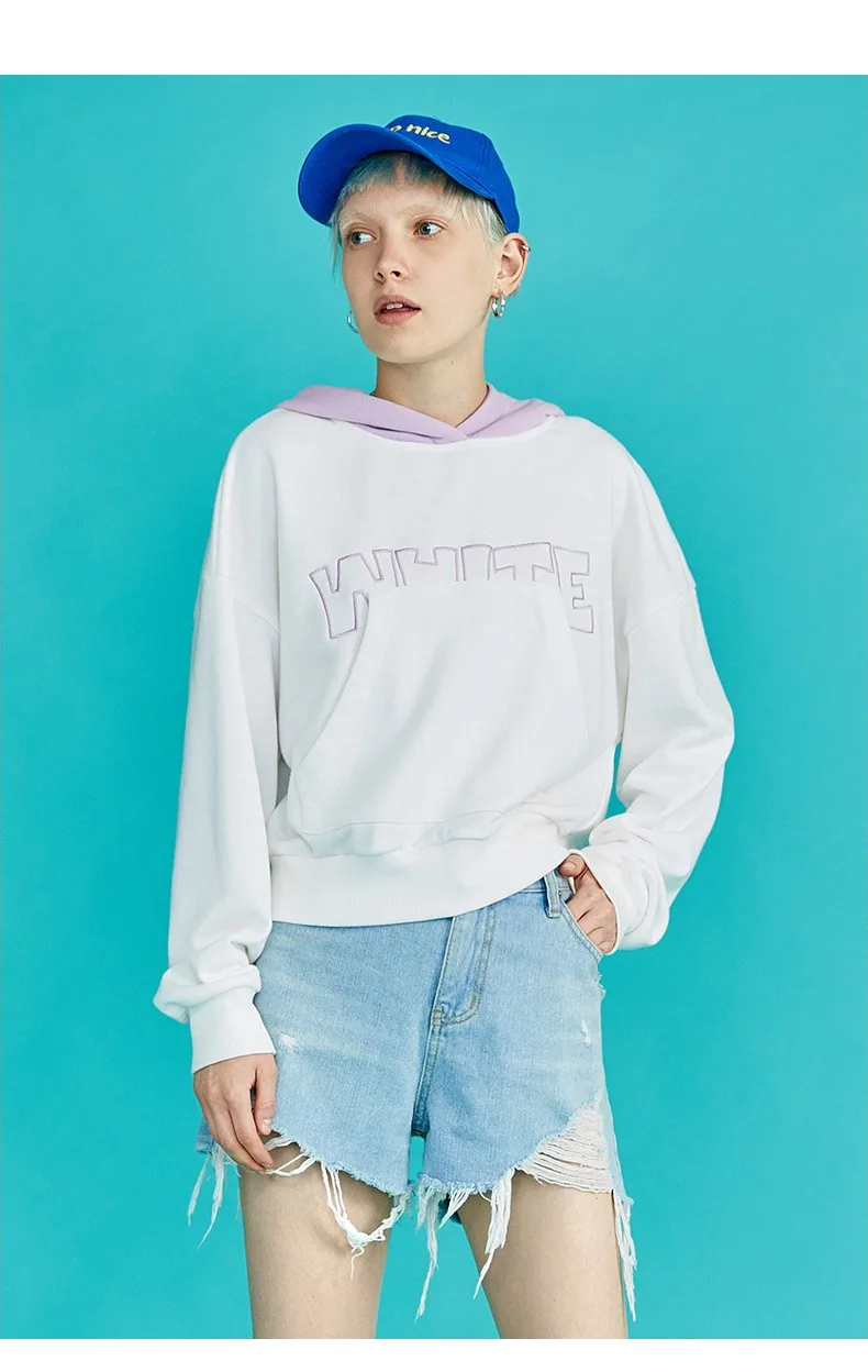 Toyouth New Autumn White Sweatshirts for Women Long Sleeve Ulzzang Hoodies Letters Printed Casual Pullover Harajuku Tops Moletom