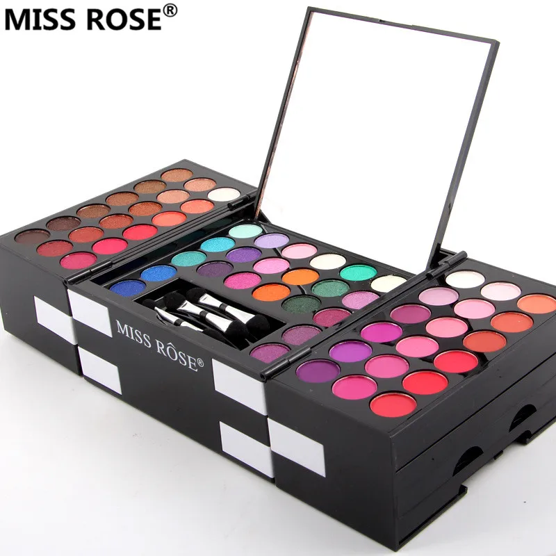 MISS ROSE make up case makeup set of 144 colors matte shimmer eye shadow 3 eyebrow pressed Blush powder eyeshadow | Красота и