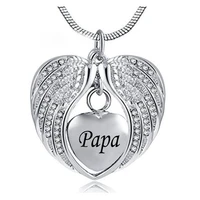 crystal charm angel wing hold heart cremation urn necklace engraving momdadson keepsake memorial jewelry for ashes