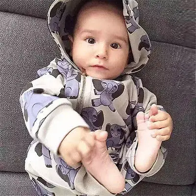 Одежда для новорожденных 2016 комбинезон + шляпа звериного стиля с капюшоном