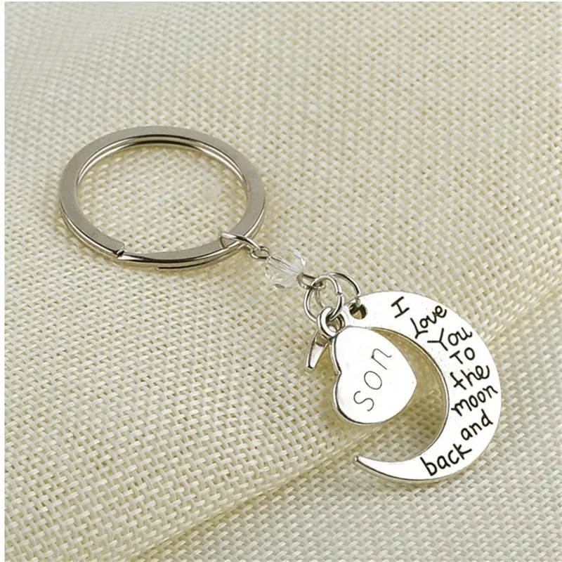 MISANANRYNE Sliver Color Alloy Keychains Mom I Love You To the Moon and Back Creative Heart Shape Key Chain Bag Pendant | Украшения и