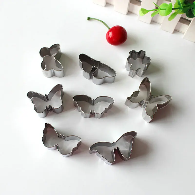 8 шт./компл. ремешок из нержавеющей стали в форме бабочки 3D для печенья мастики