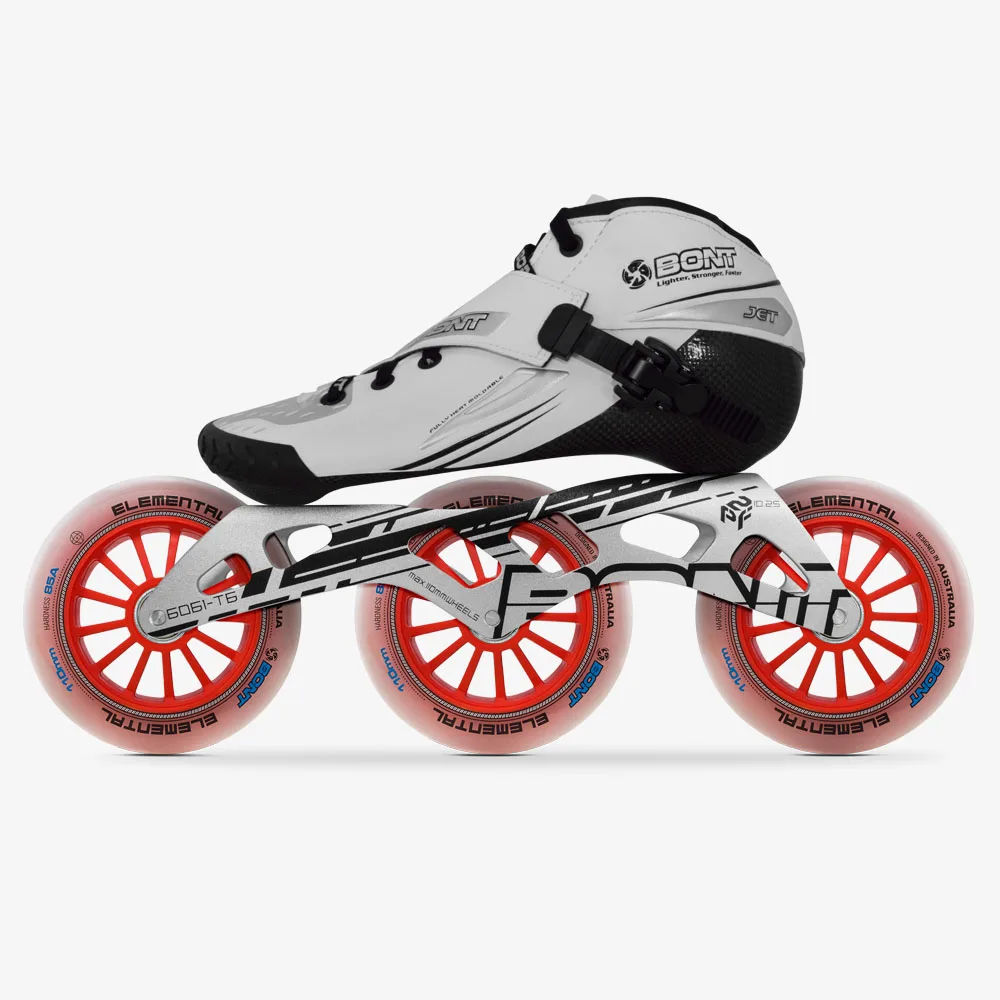 Оригинальные роликовые коньки Bont Jet speed, Размер 29-40, теплопроницаемая рама из углеродного волокна, 3*110 мм, электрические колеса, гоночные патины