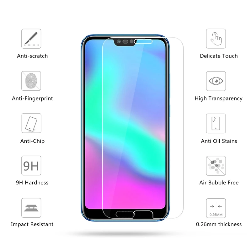 10 Pcs/Lot 2.5D 0.26mm 9H Premium Tempered Glass For Huawei Honor Screen Protector Toughened protective film |
